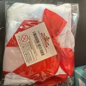 Thigh highs in white with red bows